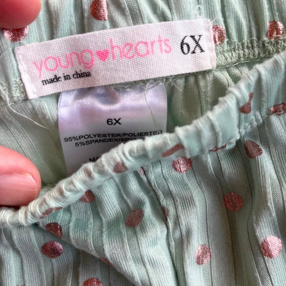 Young Hearts Green Gold Dots Girls Leggings SIZE 6X - Picture 2 of 2